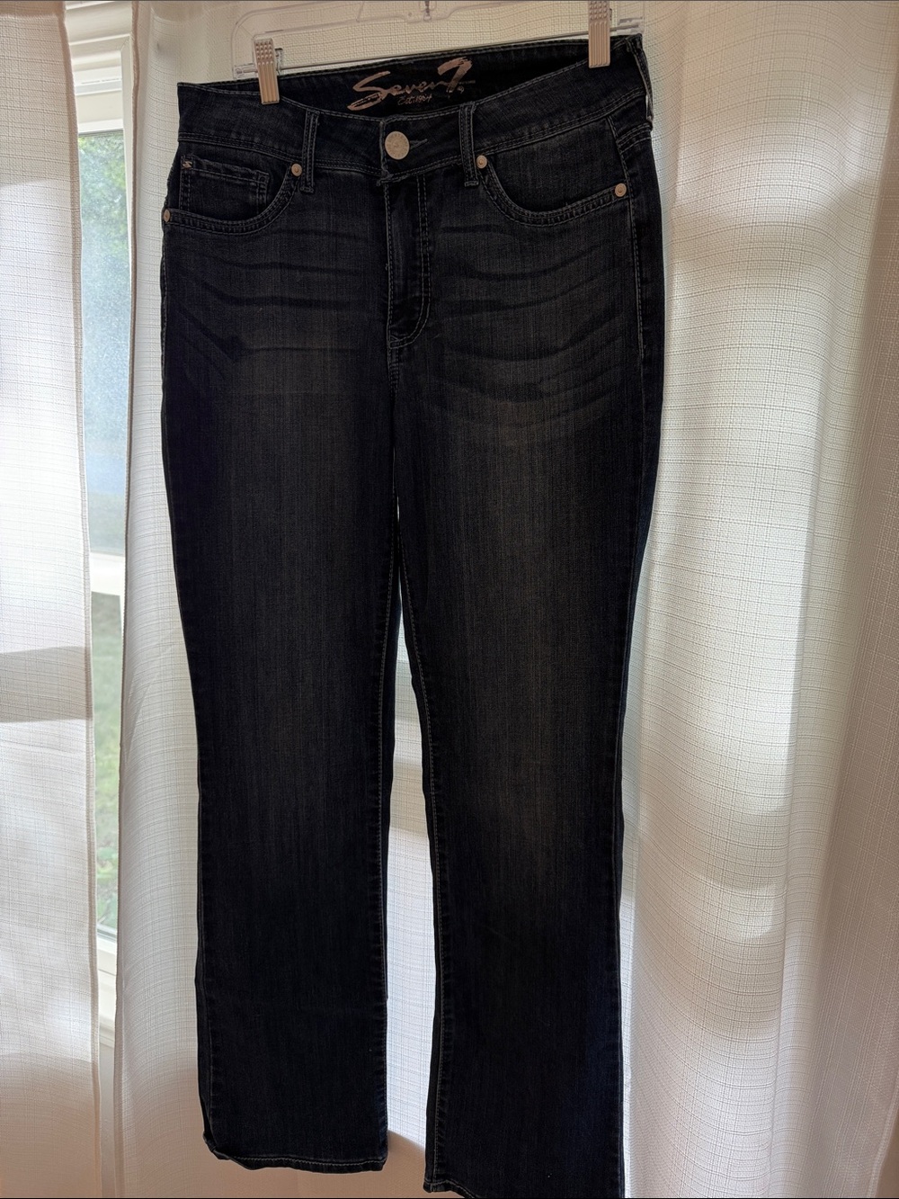 Seven7 Women's Black Straight-Leg Jeans